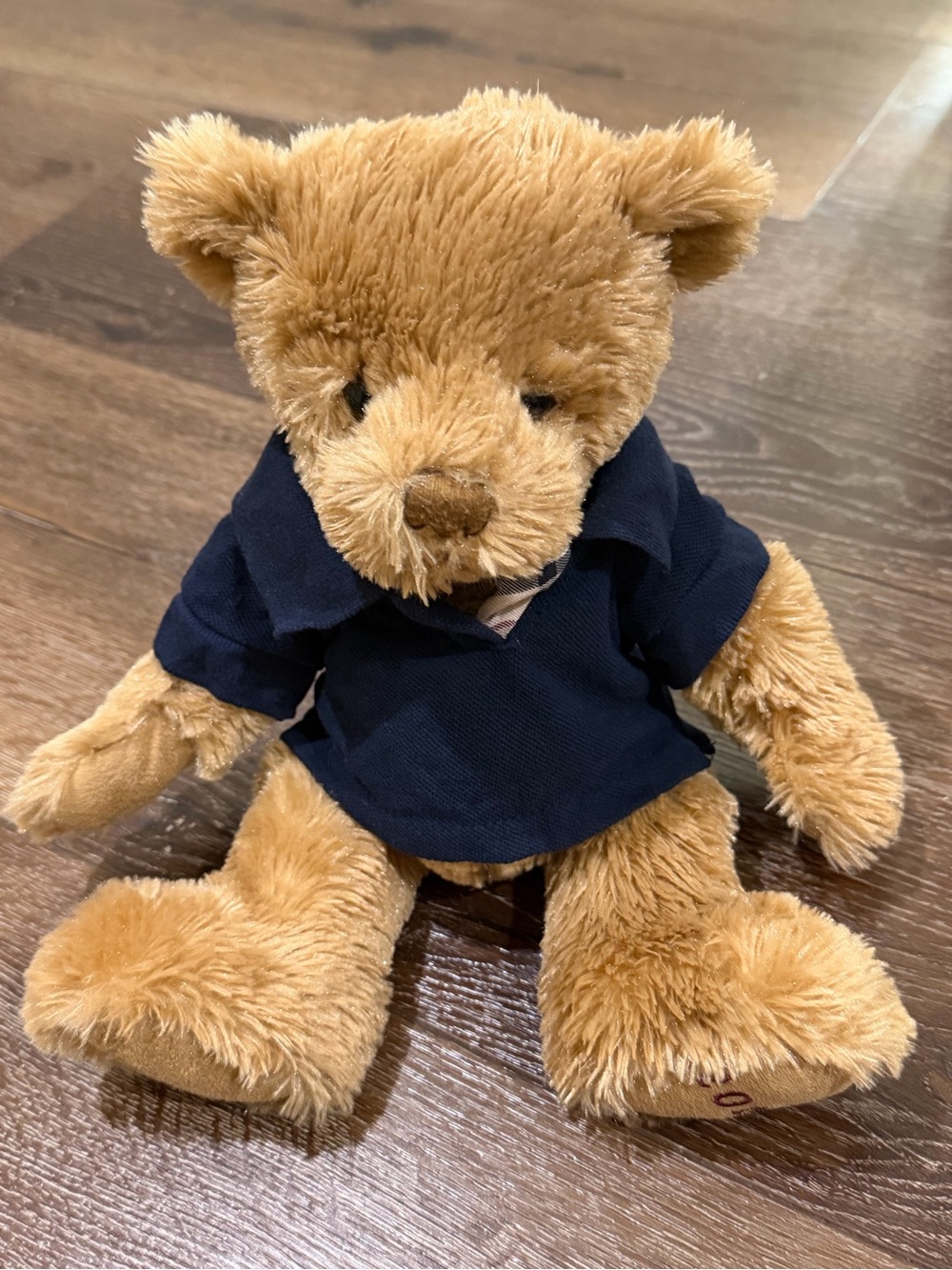 2010 Burberry Brown Teddy Bear plush with Navy Polo